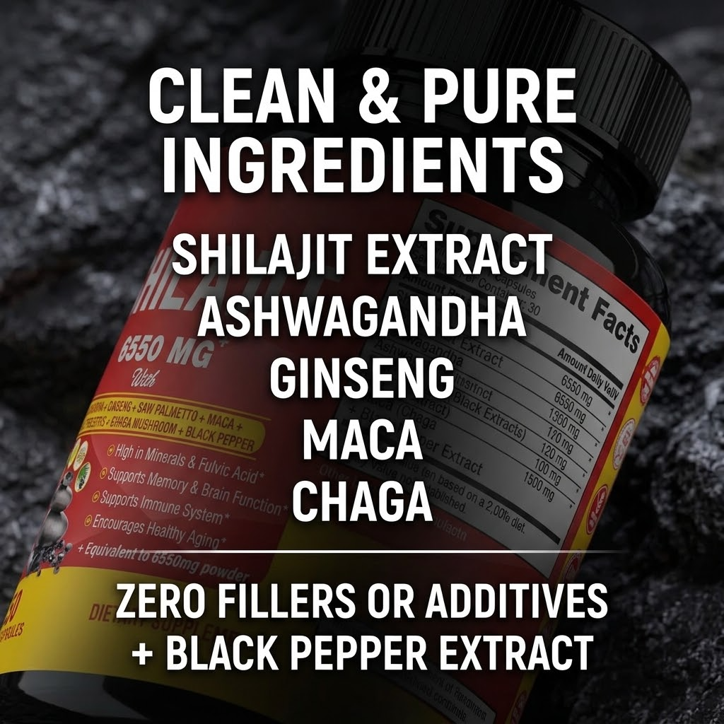 High-Potency Shilajit Capsules – Vegan Herbal Supplement with Ashwagandha & Ginseng
