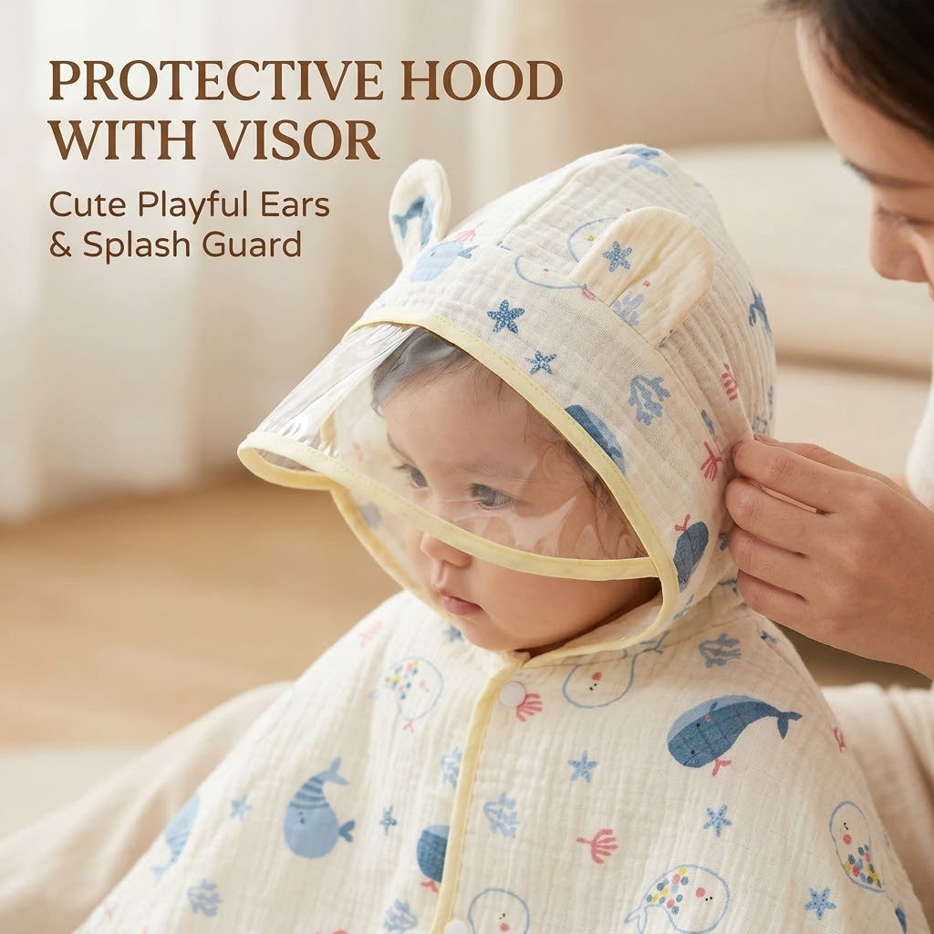 Woven Floral Pattern Baby Hooded Cover-Up – Soft Breathable Muslin Cotton Linen Wrap