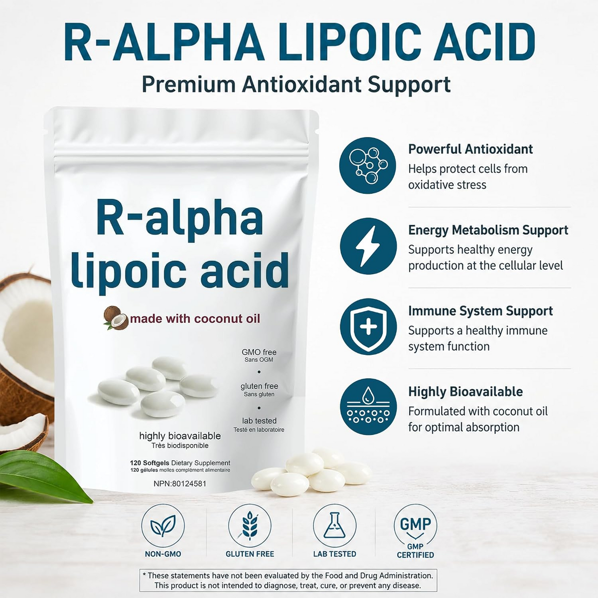 R-Alpha Lipoic Acid Softgels – Antioxidant & Daily Wellness Support