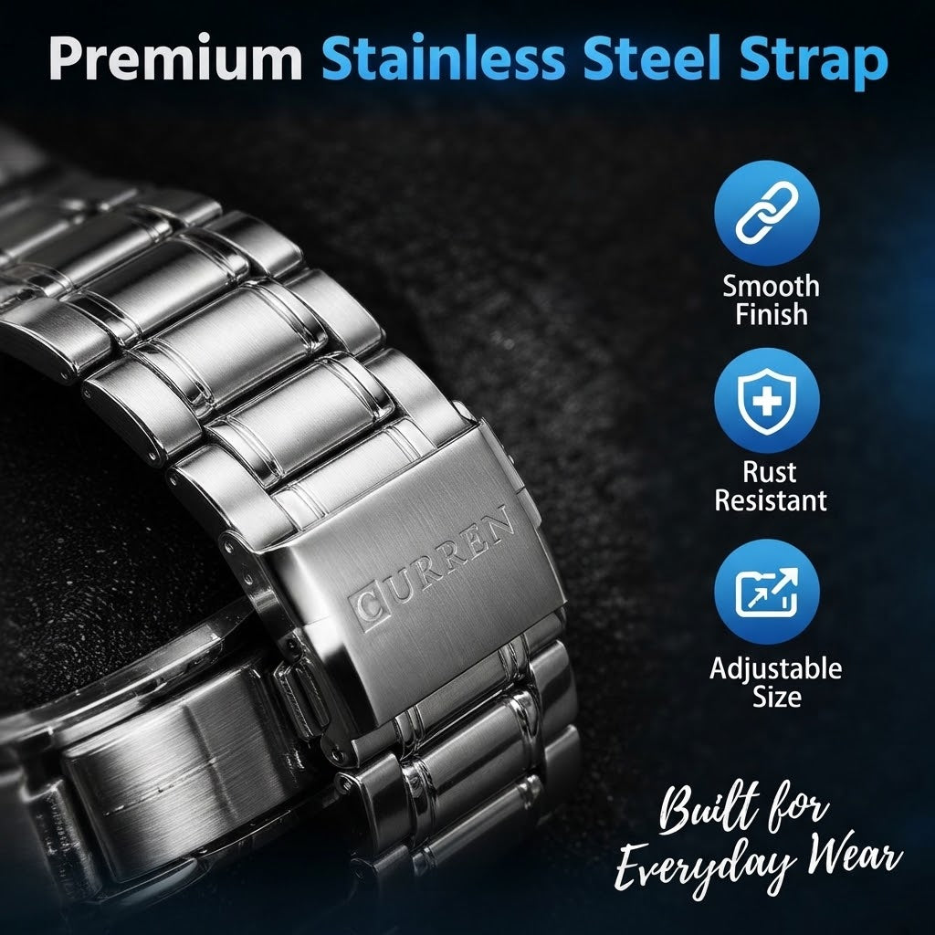 Men’s Stainless Steel Waterproof Chronograph Watch