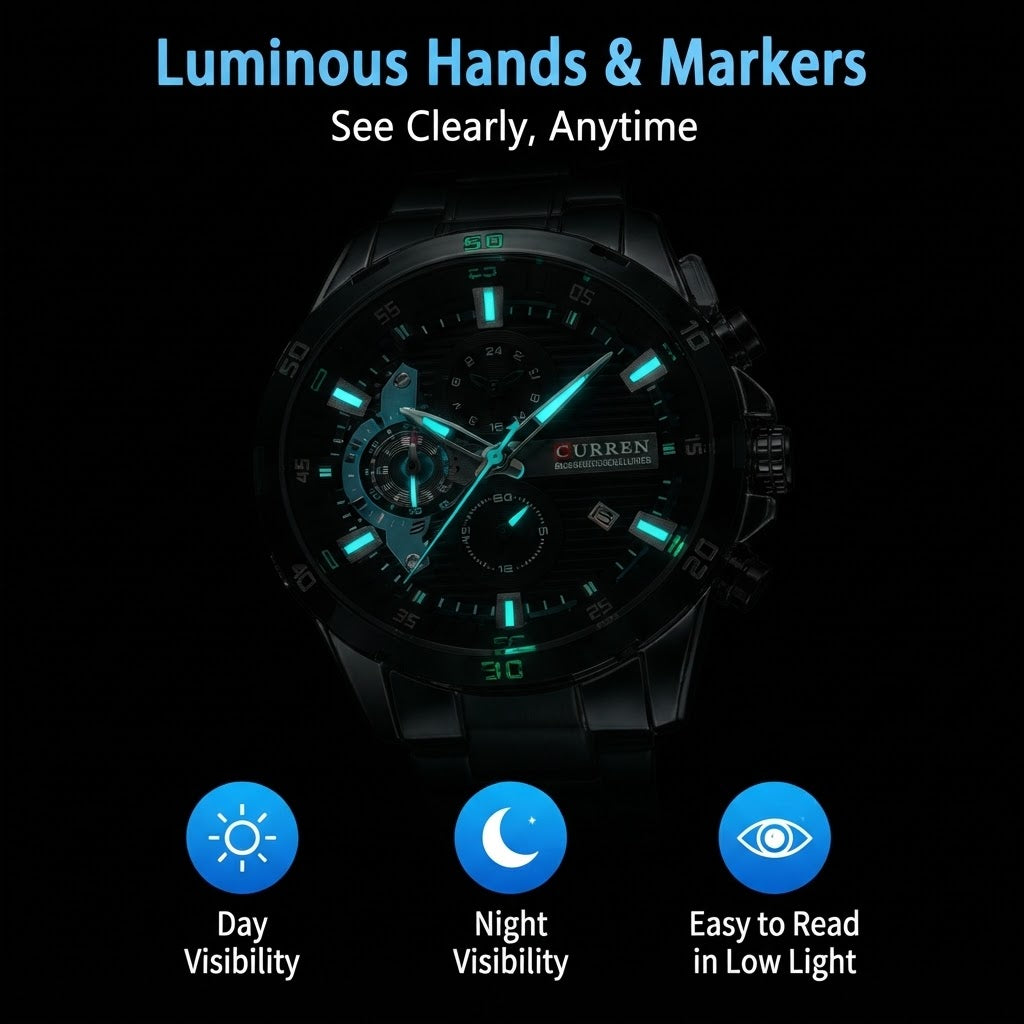 Men’s Stainless Steel Waterproof Chronograph Watch