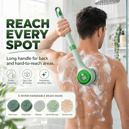 5-in-1 Electric Body Scrubber – Long-Handle Shower Brush