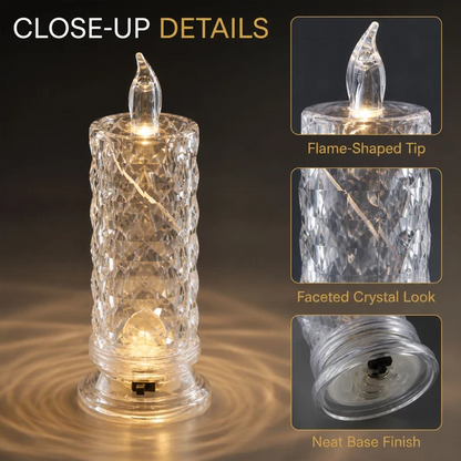 Flameless LED Flickering Pillar Candle – Rose Pattern Christmas &  Decorative Home Lighting