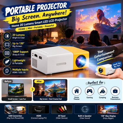 Mini Portable Projector – Smart LED LCD Pocket Projector for Home & Kids