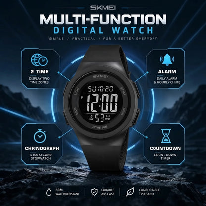 Men’s Digital Sports Watch – Waterproof Watch with Luminous Dial & Alarm