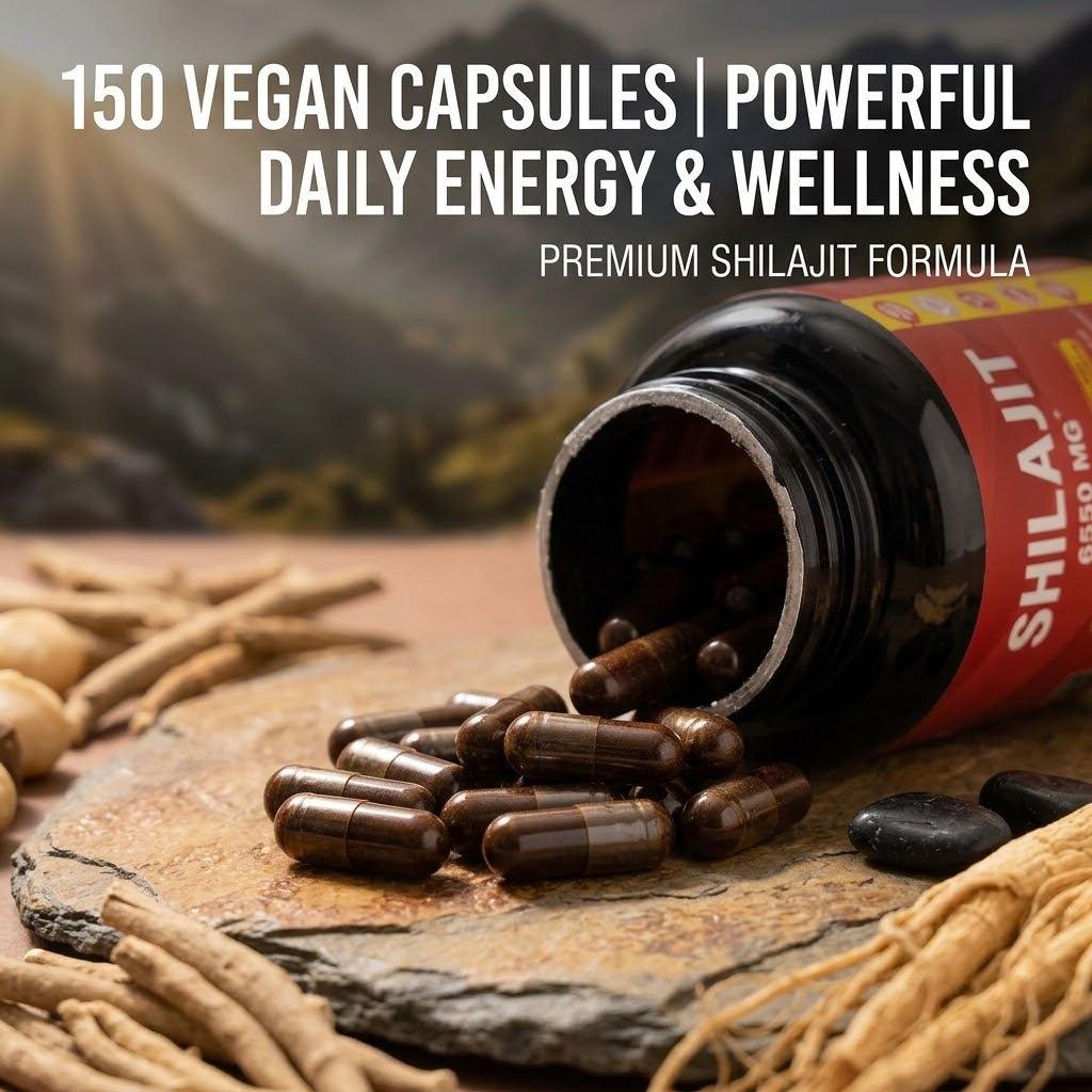 High-Potency Shilajit Capsules – Vegan Herbal Supplement with Ashwagandha & Ginseng
