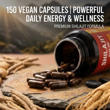 High-Potency Shilajit Capsules – Vegan Herbal Supplement with Ashwagandha & Ginseng