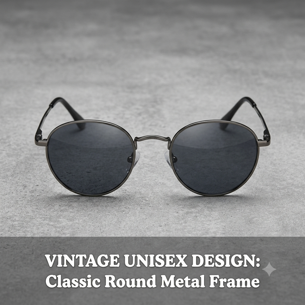 Vintage Round Metal Frame Sunglasses – Unisex Polarized Photochromic Eyewear