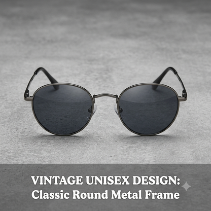 Vintage Round Metal Frame Sunglasses – Unisex Polarized Photochromic Eyewear