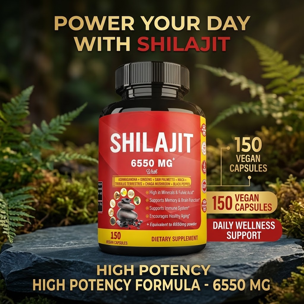 High-Potency Shilajit Capsules – Vegan Herbal Supplement with Ashwagandha & Ginseng