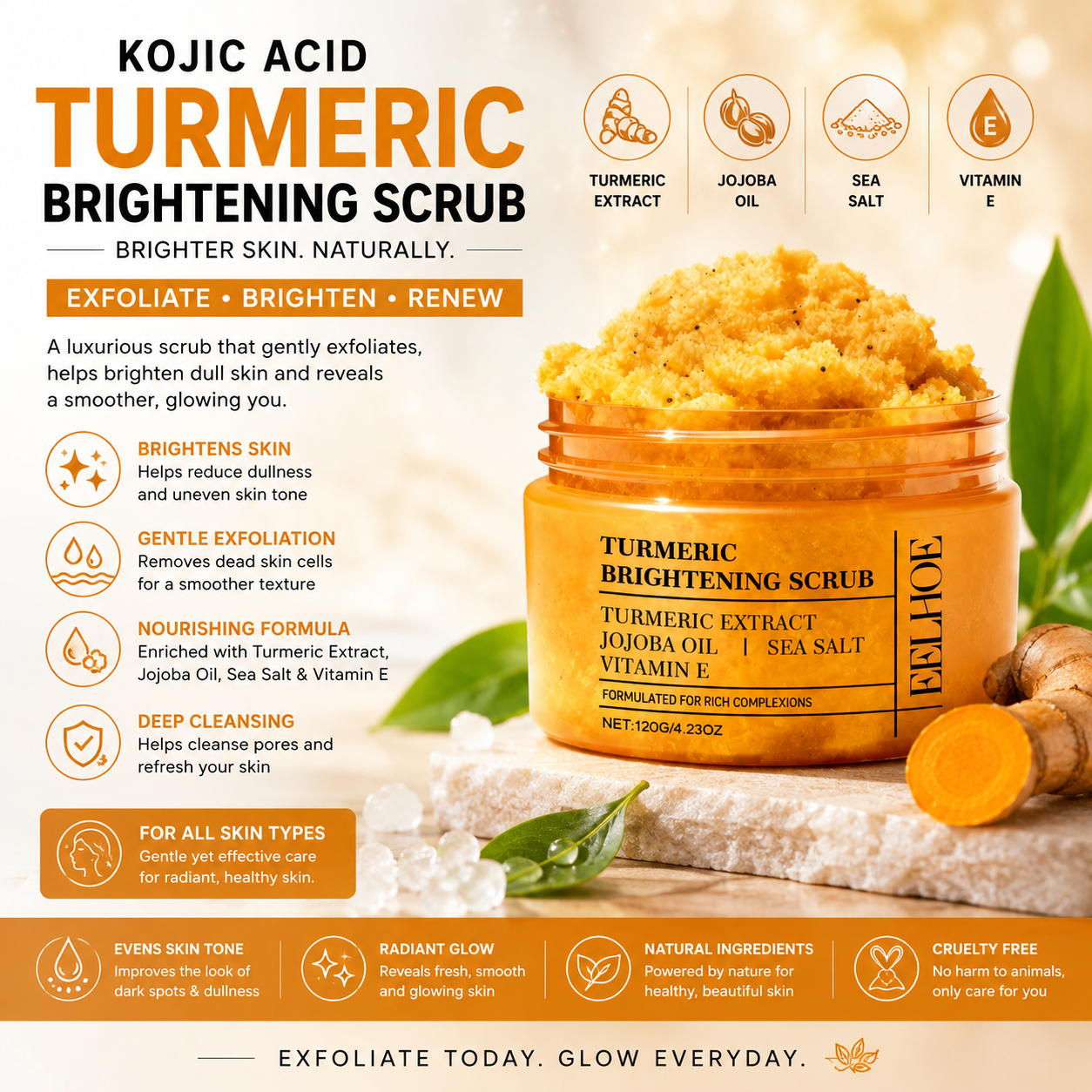 Kojic Acid Turmeric – Exfoliating Brightening & Deep Cleansing Body Care for Smooth Skin