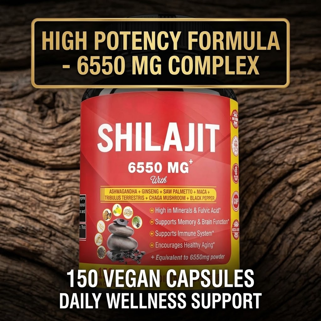 High-Potency Shilajit Capsules – Vegan Herbal Supplement with Ashwagandha & Ginseng