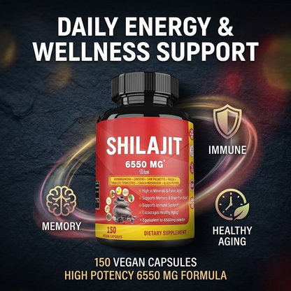 High-Potency Shilajit Capsules – Vegan Herbal Supplement with Ashwagandha & Ginseng