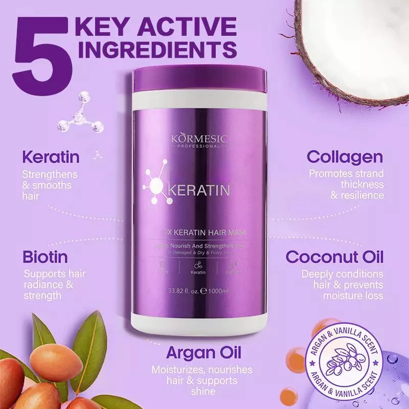 Keratin Hair Mask – Deep Repair & Moisturizing Collagen Conditioner for Dry Hair