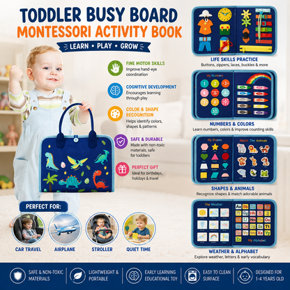 Montessori Busy Board – Sensory Activity Book with Educational Learning Games for Kids