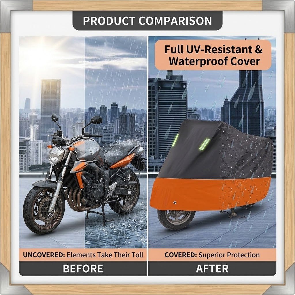Heavy-Duty Waterproof Motorcycle Cover 210D