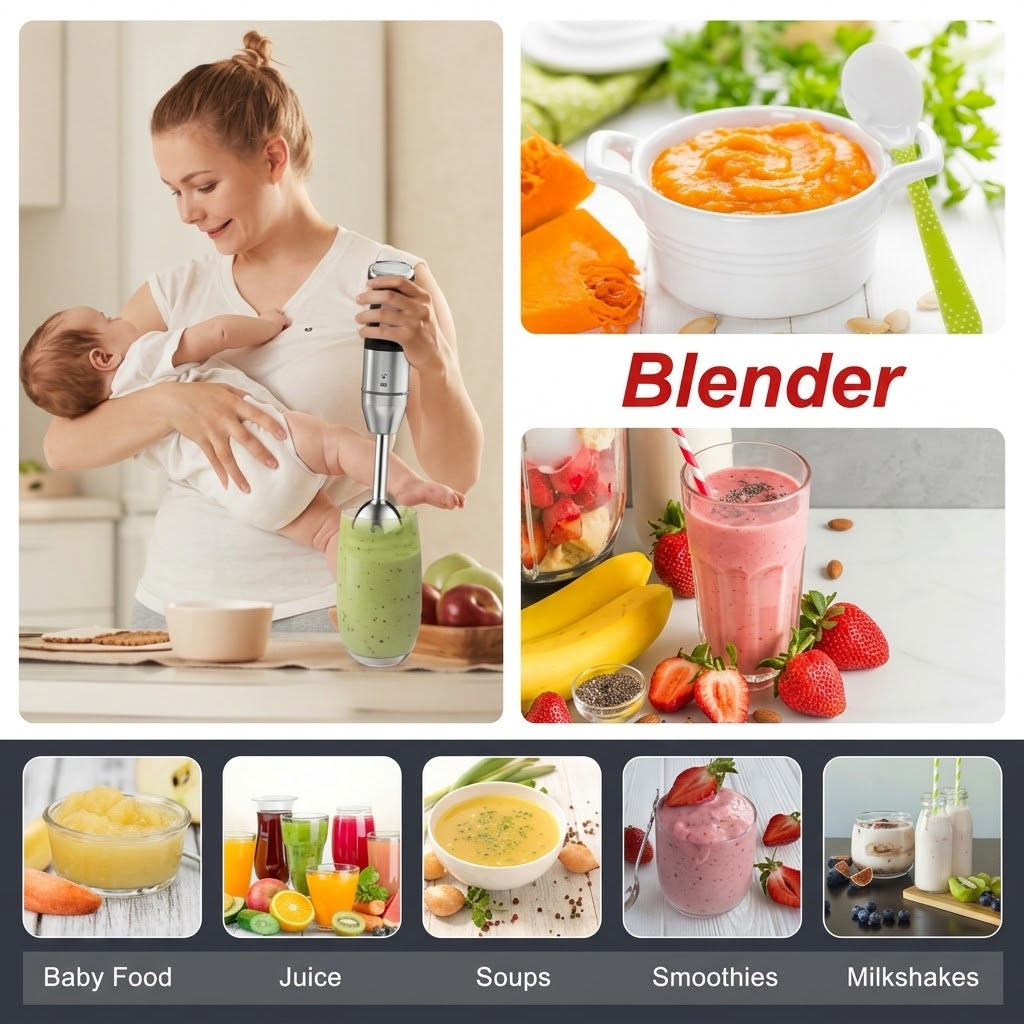 Slicer Crest Immersion Hand Blender – 2-Speed Mixer with Stainless Steel Blades