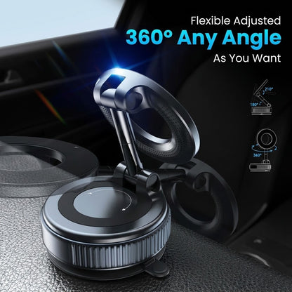 Magnetic Suction Cup Phone Mount for MagSafe – 360° Adjustable Foldable Car Phone Holder