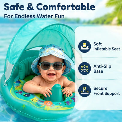 Baby Pool Float with Adjustable Canopy – Infant Swim Seat