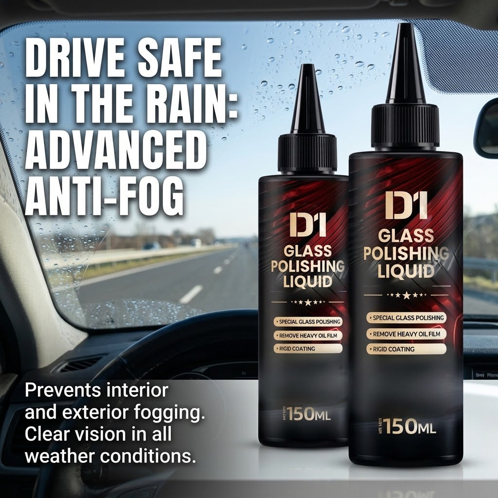 Car Glass Polish & Hydrophobic Anti-Fog Coating for Water Spots, Wiper Marks & Oil Film