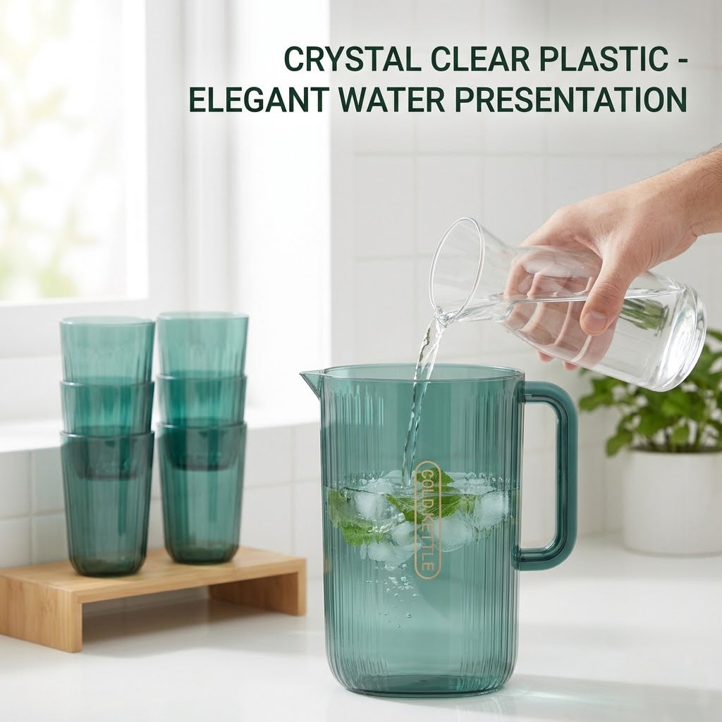 Large Capacity Plastic Water Pitcher – Transparent Food-Grade Juice & Cold Drink Jug