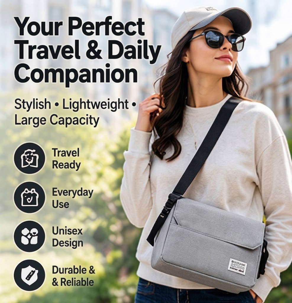 Nylon Crossbody Bag Lightweight Large-Capacity Travel Messenger Bag