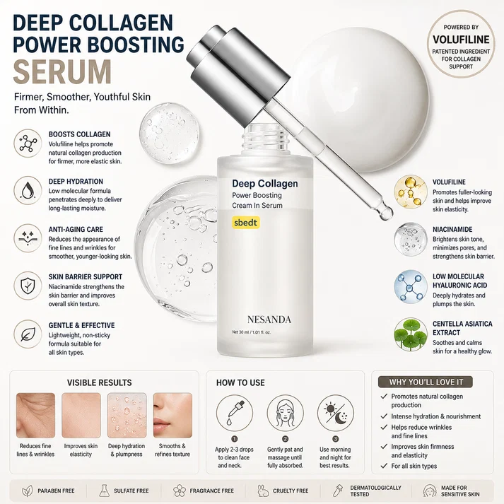 Power Boosting Face Serum Cream – Lightweight Hydrating Essence with Smooth Face