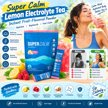 Super Calm Lemon Electrolyte Tea – Instant Fruit-Flavored Powder