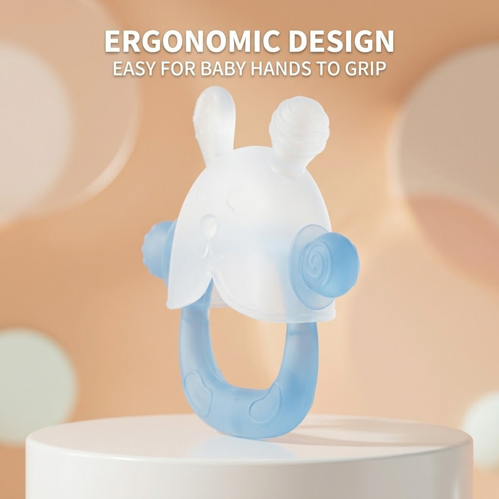 BPA-Free Silicone Baby Teether – Easy-Grip Rabbit Design