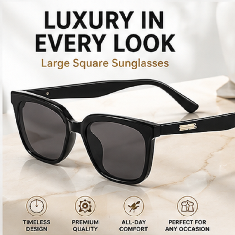 Luxury Large Square Sunglasses – Simple Designer-Style Fashion Shades