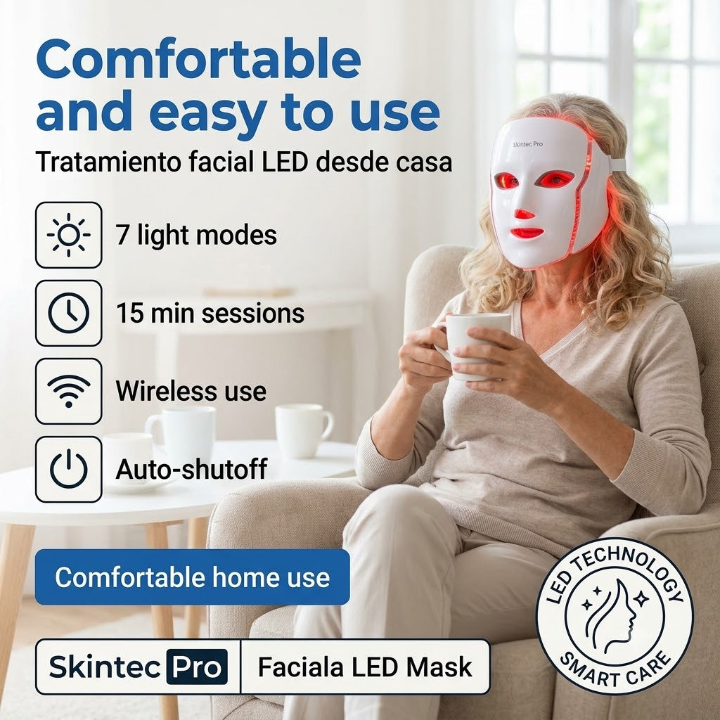 Wireless 7-Color LED Light Therapy Facial Device – Handheld Skin Care & Beauty Tool