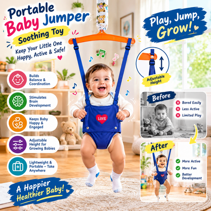 Portable Baby Jumper Soothing Toy – Adjustable Height Infant Activity & Play Center