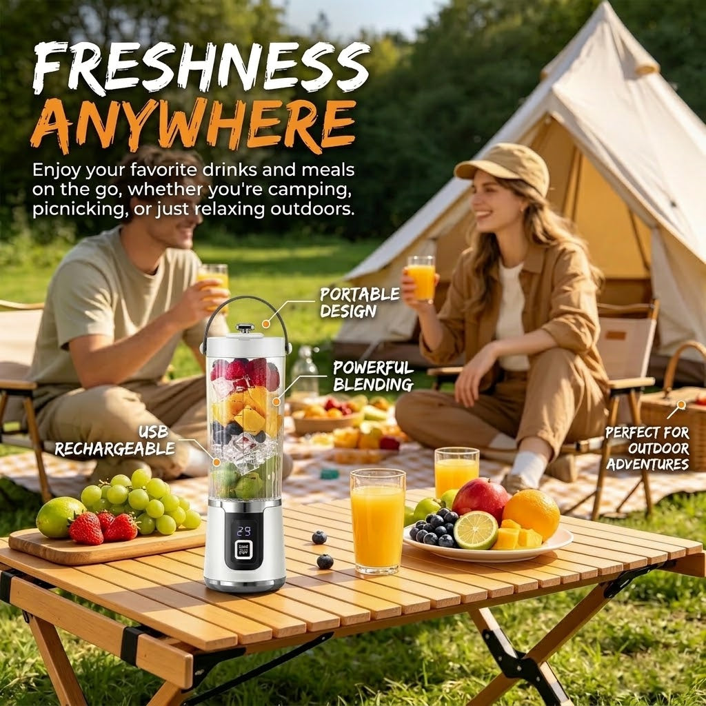 USB Rechargeable Portable Juicer – Stainless Steel Blades for Home, Office & Travel