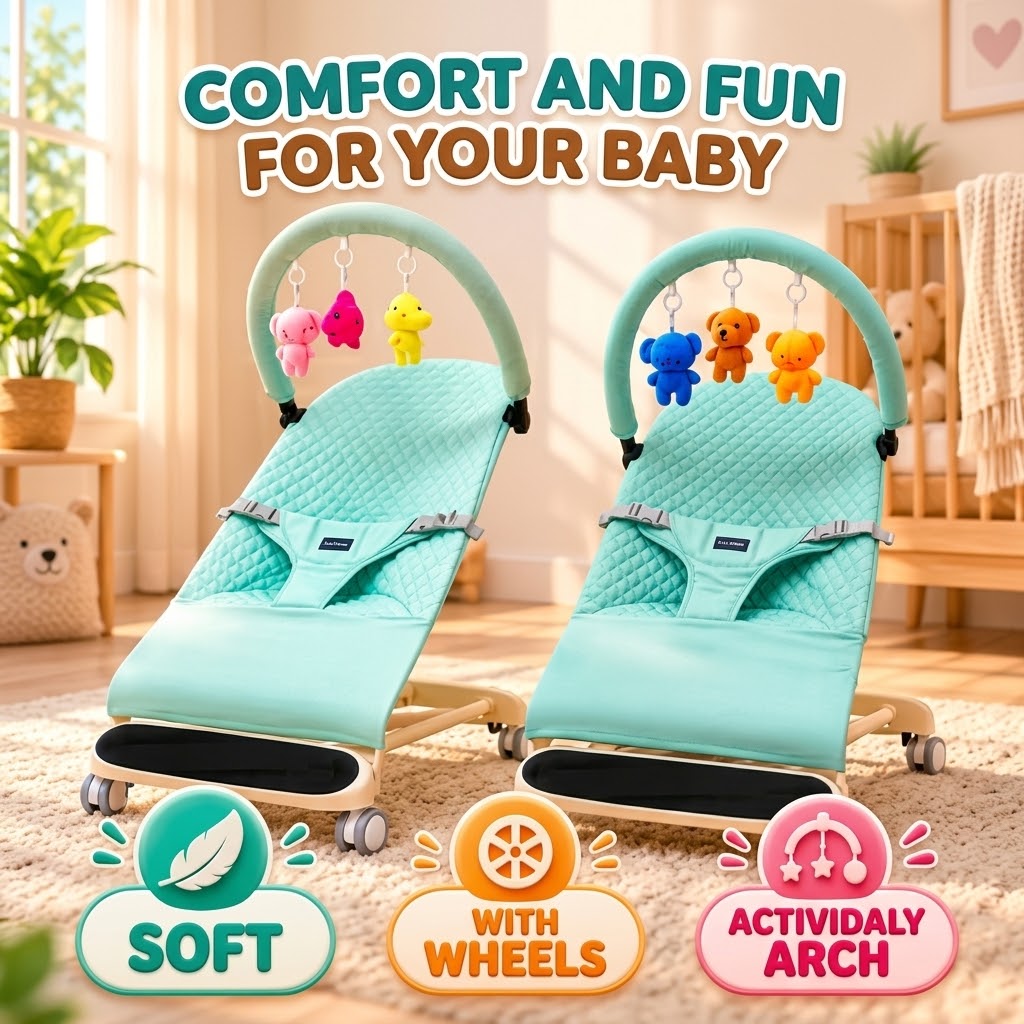 Baby Rocking Chair with Music, Adjustable Recline & Metal Frame