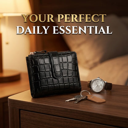 Crocodile Pattern Women’s Short Wallet – Ladies Clutch Coin &amp; Card Purse