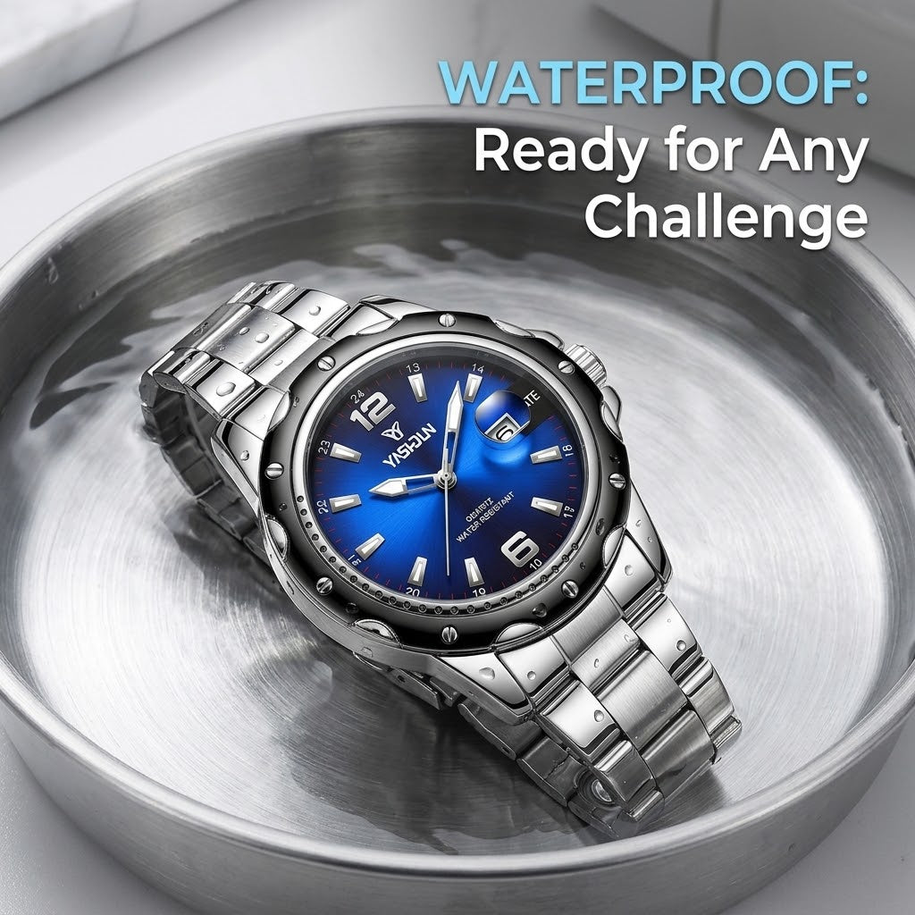 Men’s Quartz Watch – Waterproof Stainless Steel Business Wristwatch with Date Display