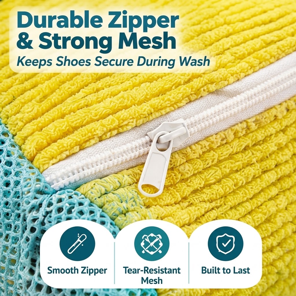 Reusable Shoe Washing Bag – Protective Mesh Laundry Bag with Zipper