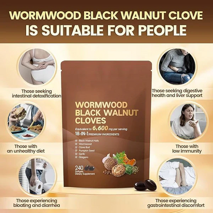Wormwood, Black Walnut & Clove Capsules – 18-in-1 Herbal Supplement