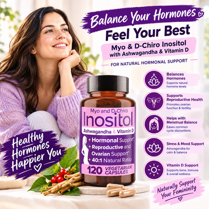 Myo & D-Chiro Inositol with Ashwagandha and Vitamin D – Women's Wellness Capsules