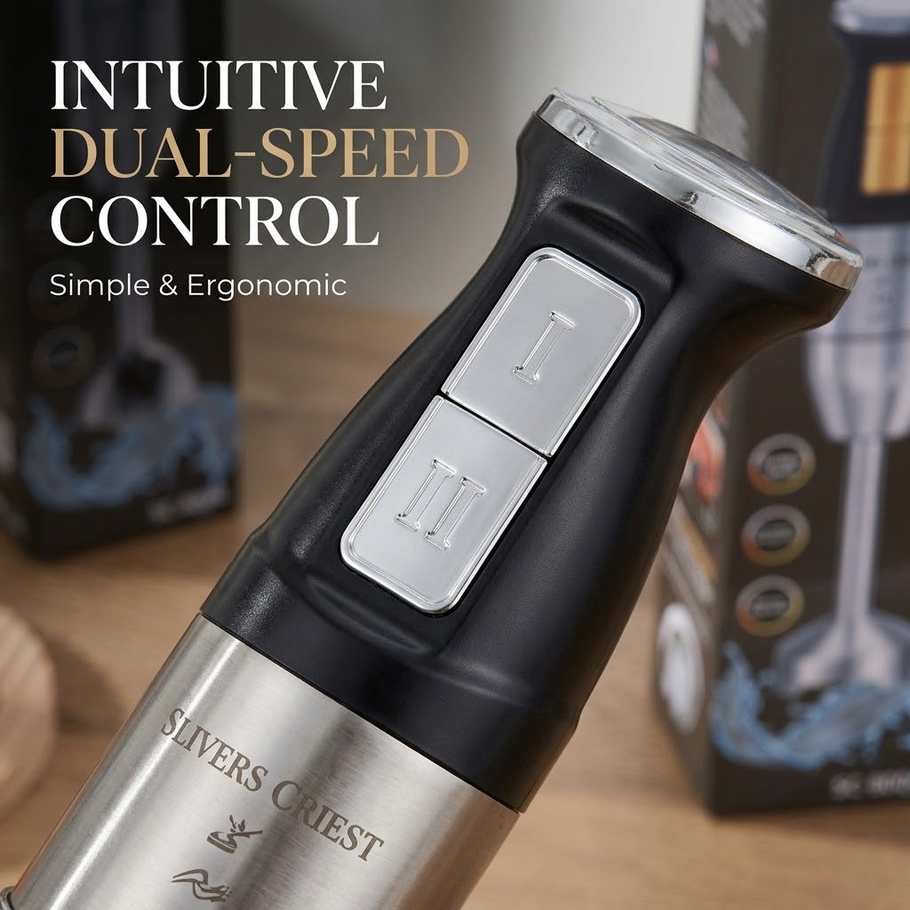 Slicer Crest Immersion Hand Blender – 2-Speed Mixer with Stainless Steel Blades