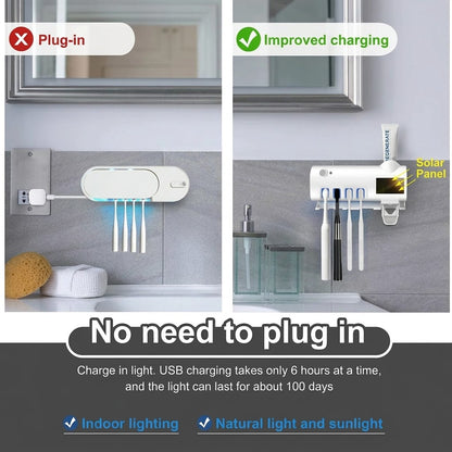 Toothbrush Holder with Toothpaste Dispenser – Wall-Mounted Bathroom Organizer