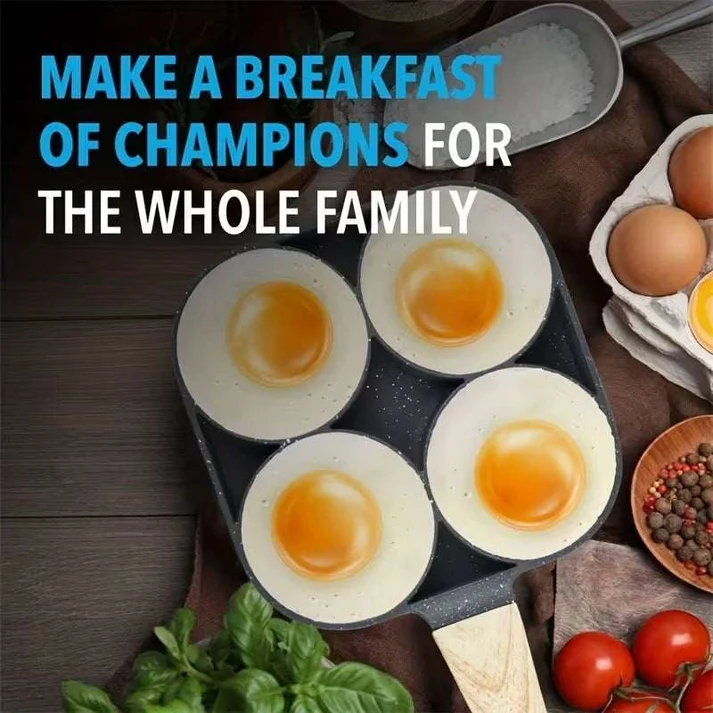 4-Cup Nonstick Egg Frying Pan for Omelette, Pancakes & Breakfast Sandwiches
