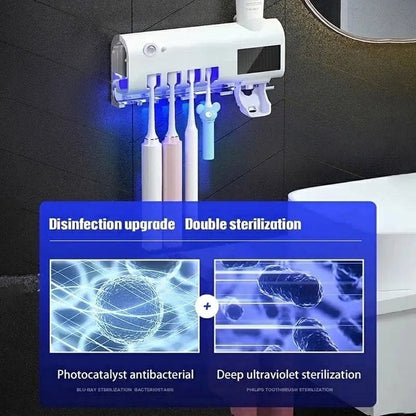 Toothbrush Holder with Toothpaste Dispenser – Wall-Mounted Bathroom Organizer