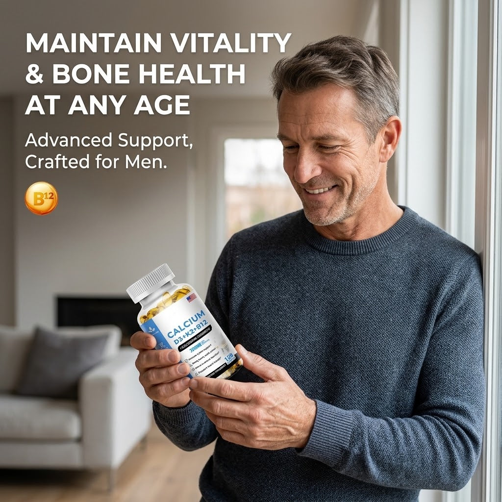Calcium + Vitamins D3, K2 & B12 Softgels – Bone Health Support