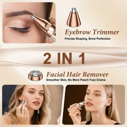 2-in-1 Rechargeable Eyebrow Trimmer – LED Precision Facial Hair Remover & Portable Body Razor