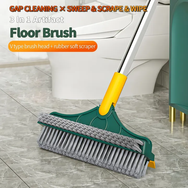 3-in-1 Long Handle Floor Scrub Brush – Multi-Purpose Spin Cleaning Tool
