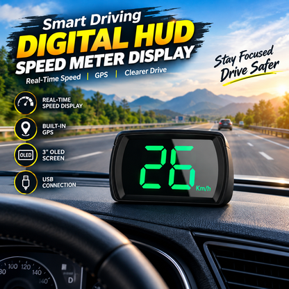 Car Digital HUD Speedometer – 3-Inch OLED GPS Speed Meter with USB Connection