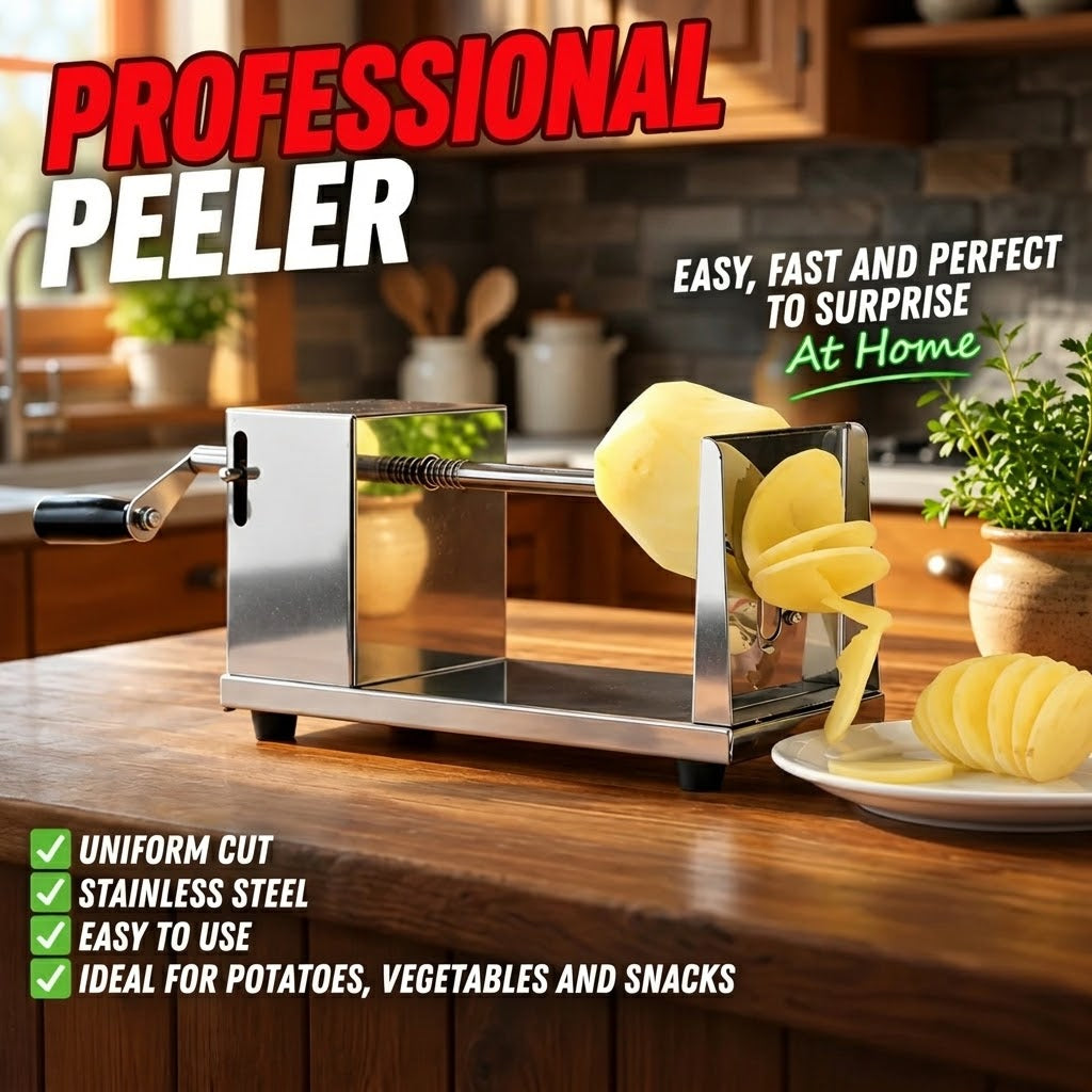 Stainless Steel Tornado Potato Spiral Cutter – Manual Vegetable Slicer