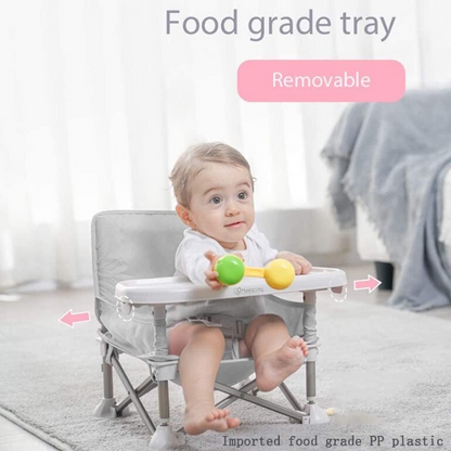 Portable Baby Booster High Chair – Foldable Plastic Kids Dining Chair with Swivel Base