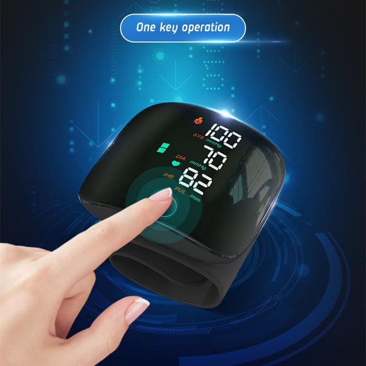 Wrist Blood Pressure Monitor – Digital LED Touch Screen BP Cuff with 99×2 Memory & Carrying Case